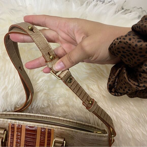 BRAHMIN MINI ASHER in CABANA VINEYARD Cream & Brown GENUINE LEATHER HANDBAG - Picture 5 of 9